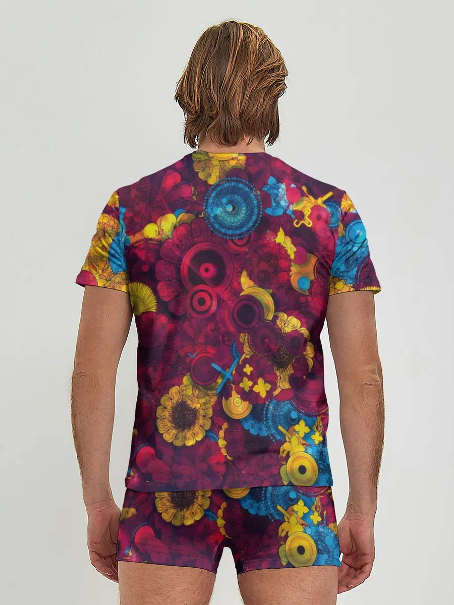 Мужские трусы с футболкой / Цветы - шестеренки