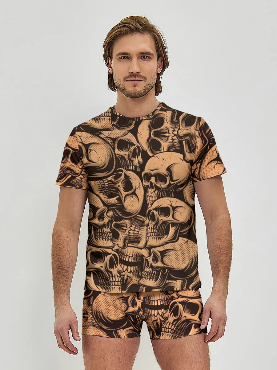 Мужские трусы с футболкой / Черепа