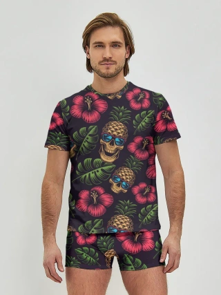 Мужские трусы с футболкой / Ананасовый череп