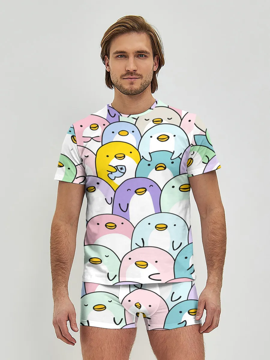 Мужские трусы с футболкой / Пингвины