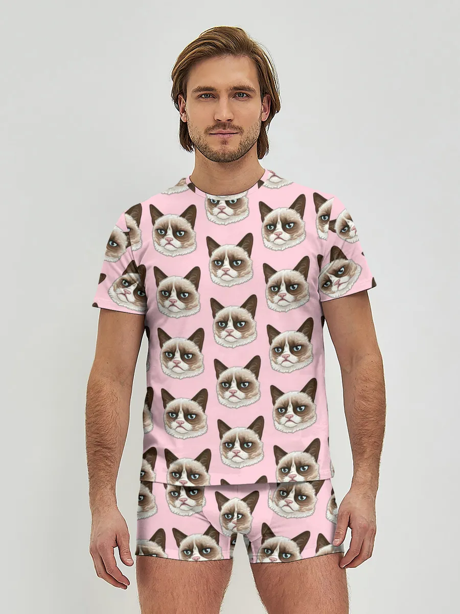 Мужские трусы с футболкой / Кот мемасик