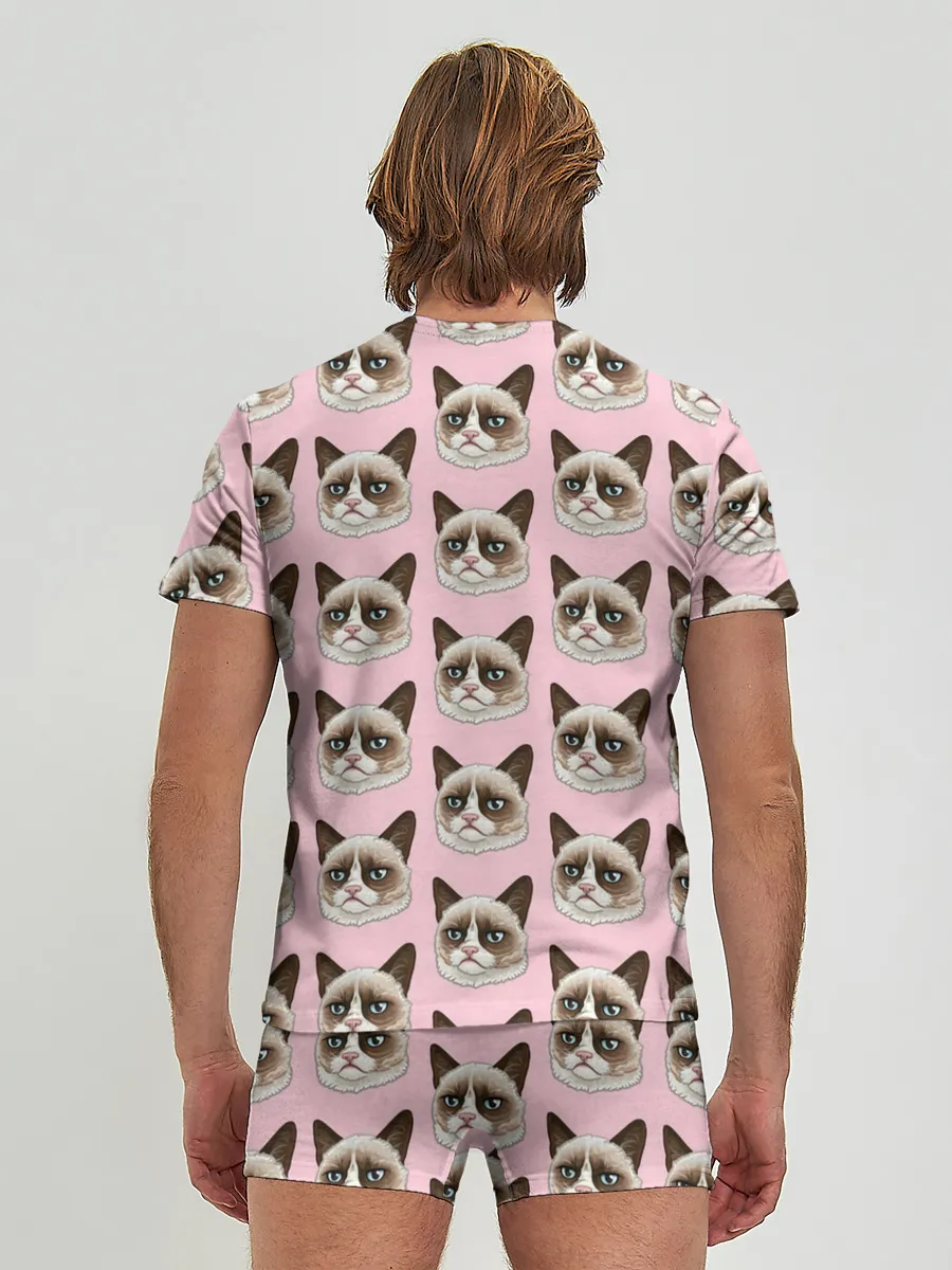 Мужские трусы с футболкой / Кот мемасик