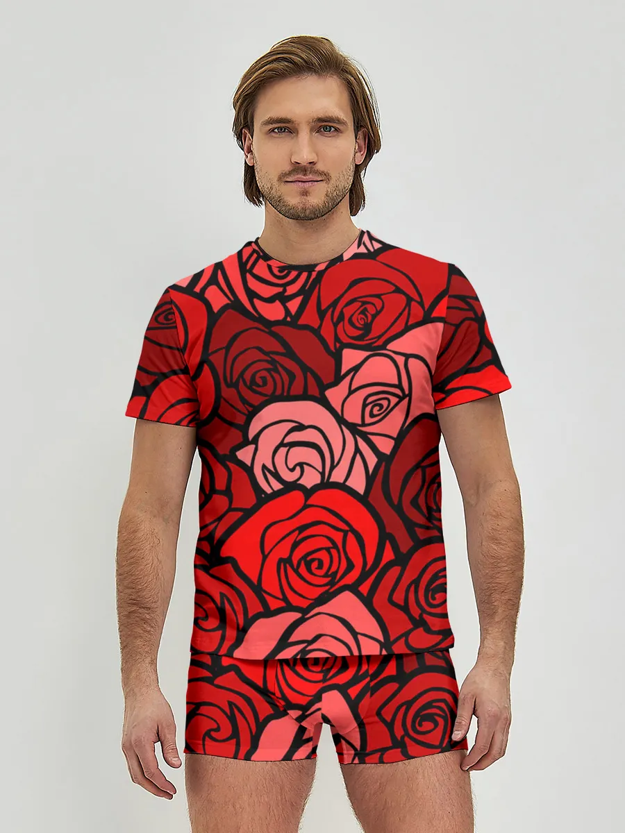 Мужские трусы с футболкой / Розочки