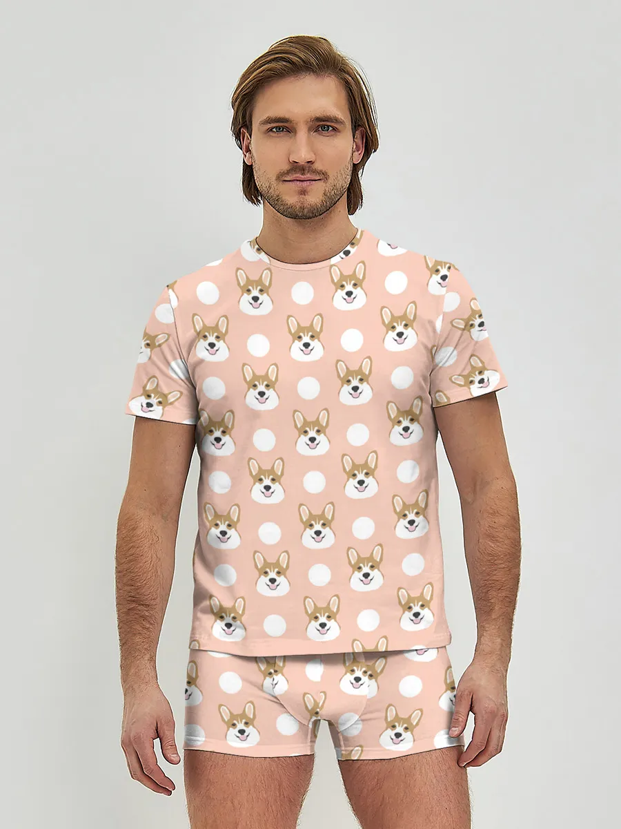 Мужские трусы с футболкой / Звери | Корги