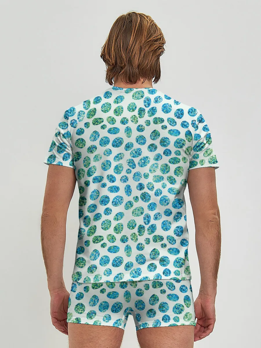 Мужские трусы с футболкой / Драгоценные зеленые камешки