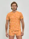 Мужские трусы с футболкой / Оранжевая пиксель абстракция