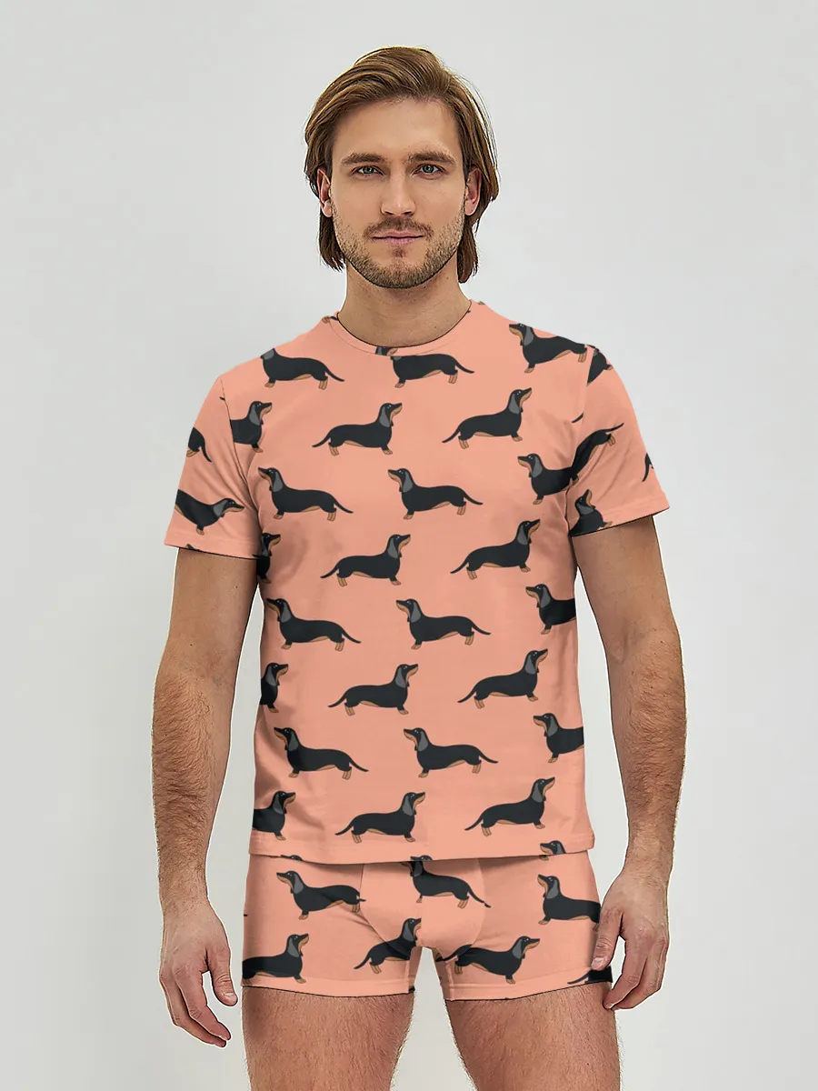 Мужские трусы с футболкой / Таксы паттерн