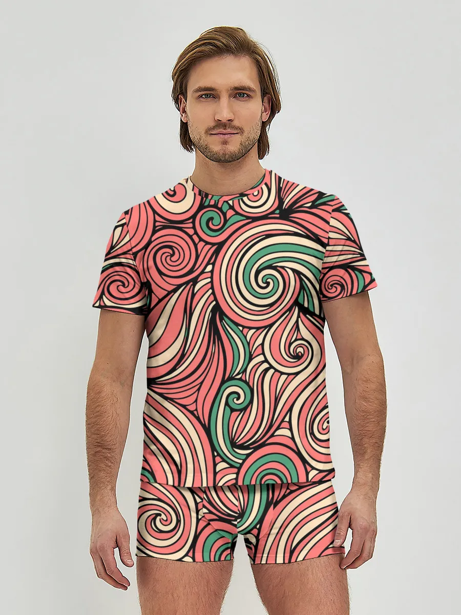 Мужские трусы с футболкой / Алые листья