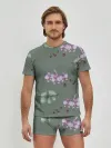 Мужские трусы с футболкой / Розовые орхидеи