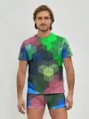 Мужские трусы с футболкой / Разноцветный геометрический уз