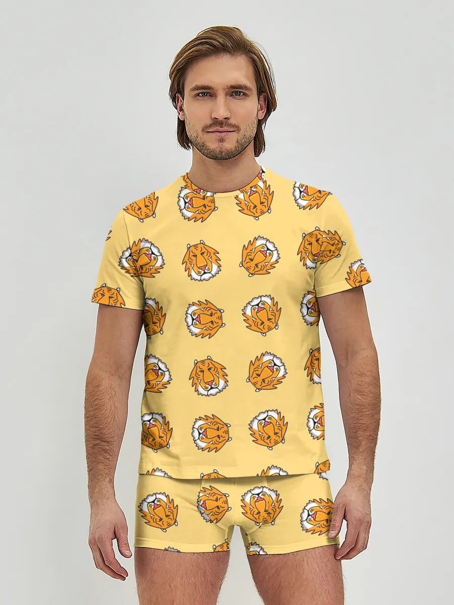 Мужские трусы с футболкой / Тигры паттерн