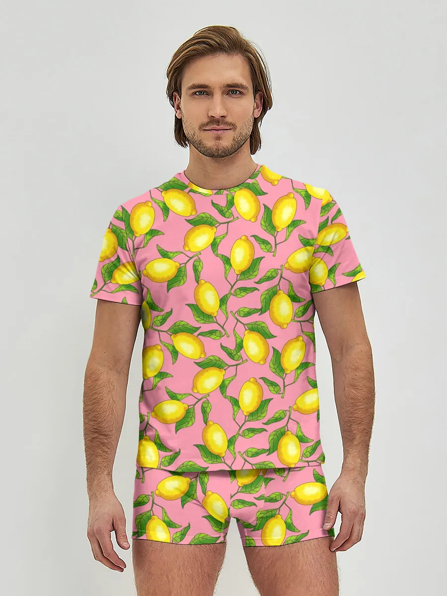 Мужские трусы с футболкой / Лимоны паттерн