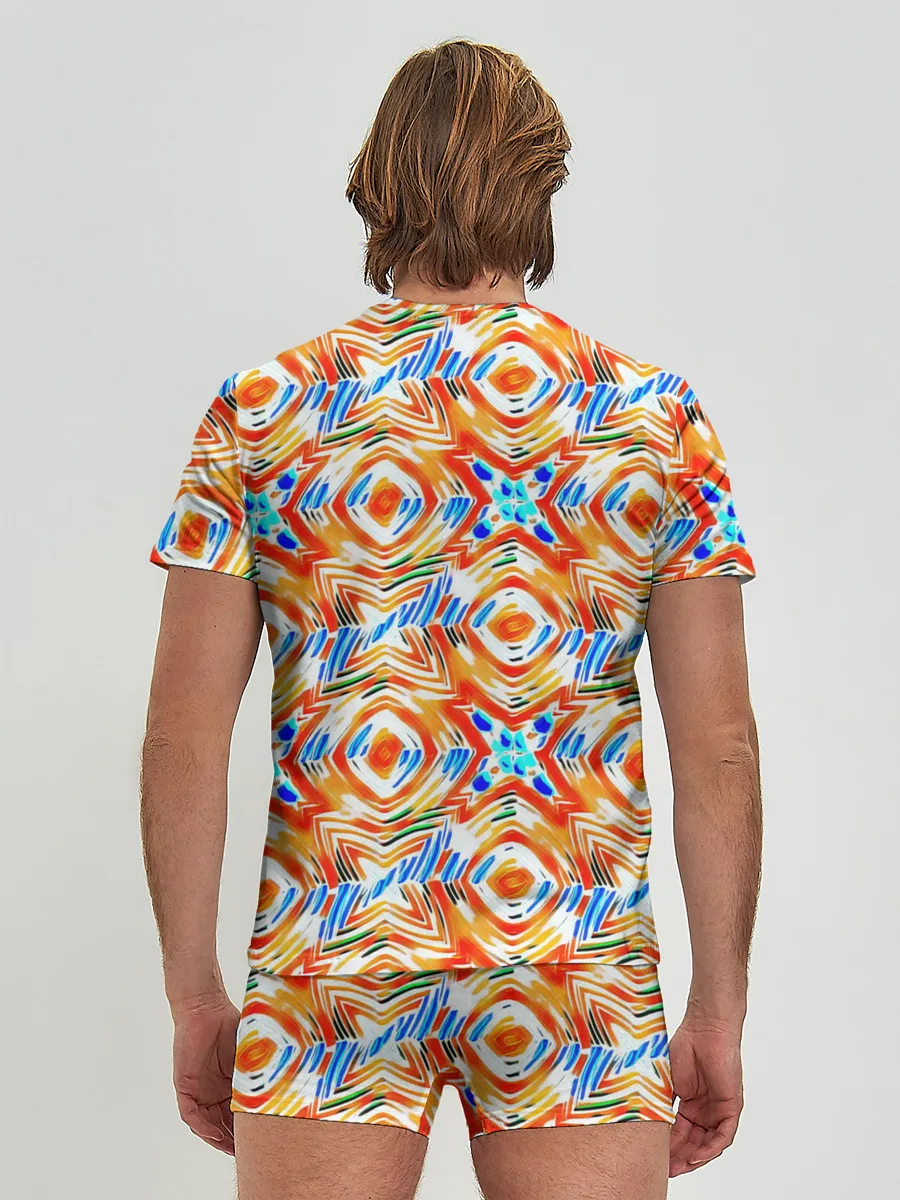 Мужские трусы с футболкой / Летний абстрактный узор