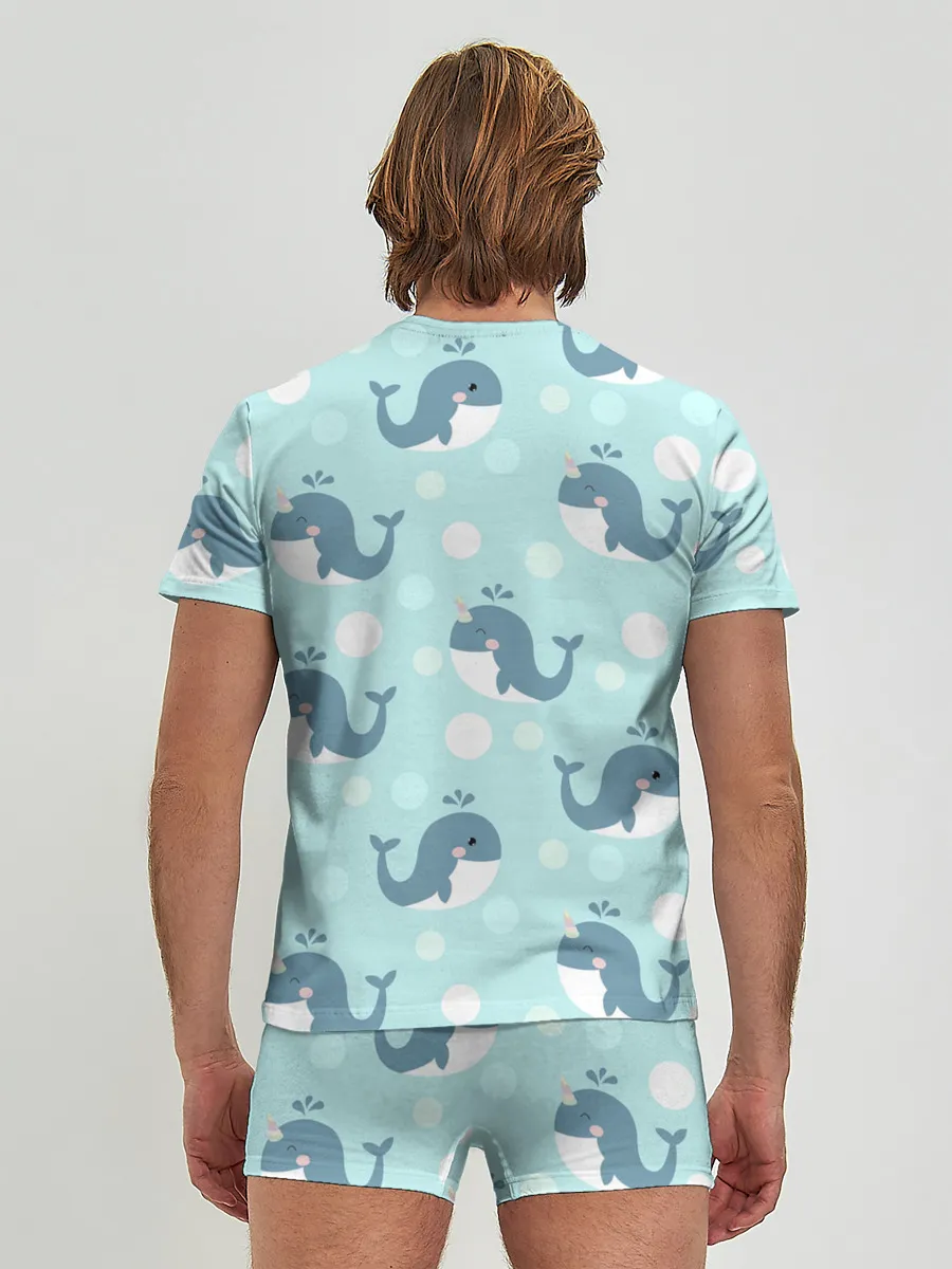 Мужские трусы с футболкой / Единорогие киты