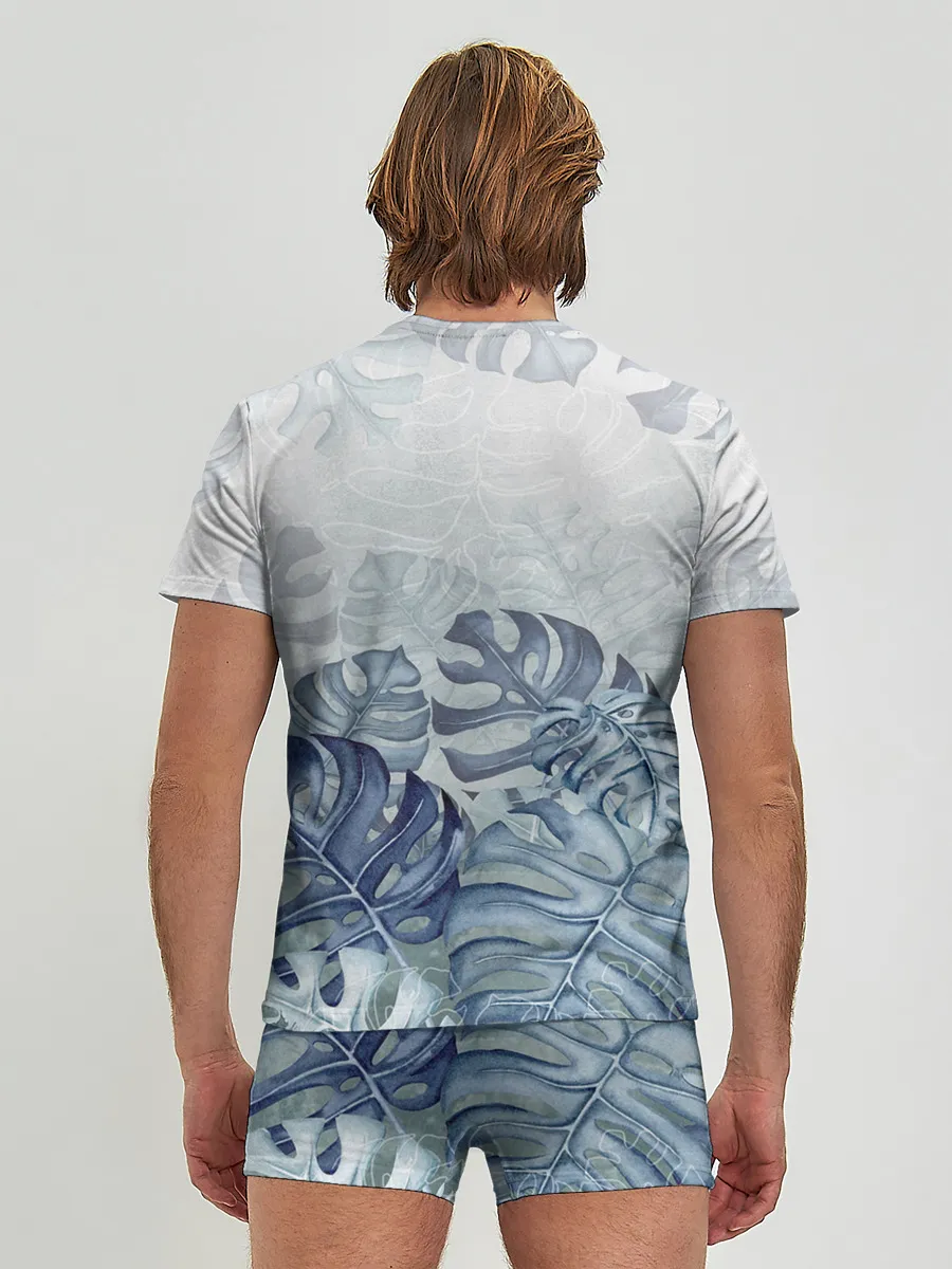 Мужские трусы с футболкой / Синие листья