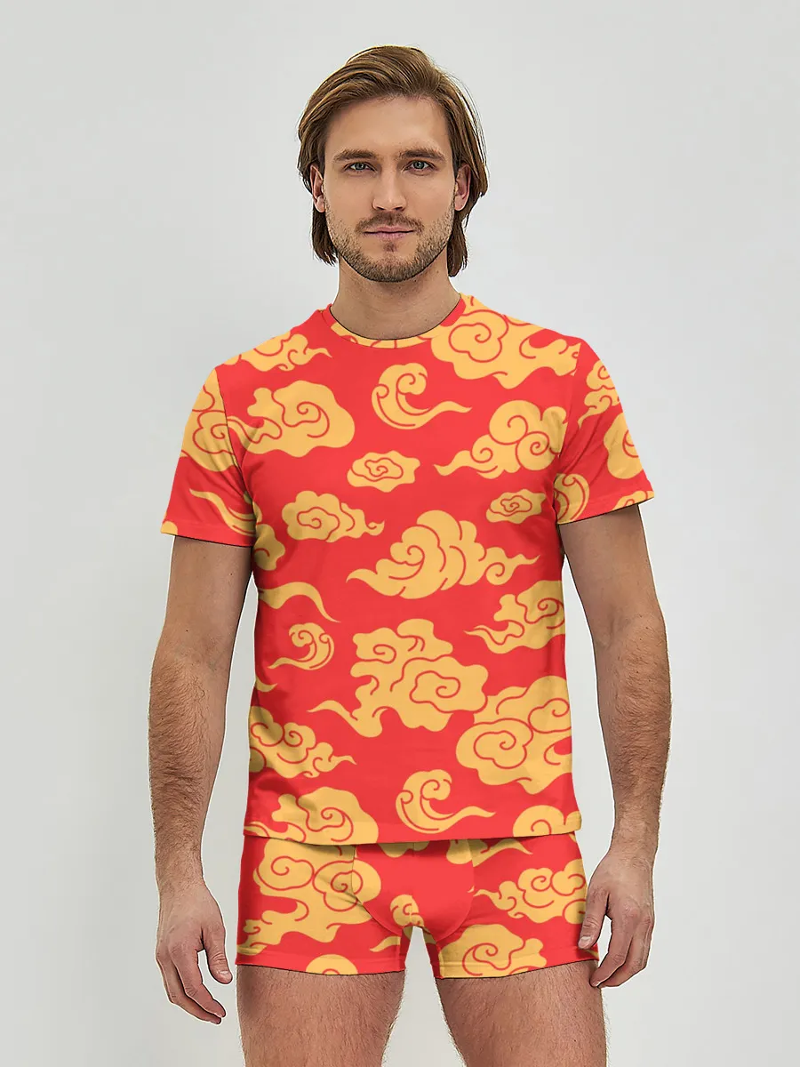 Мужские трусы с футболкой / Западный узор облаков