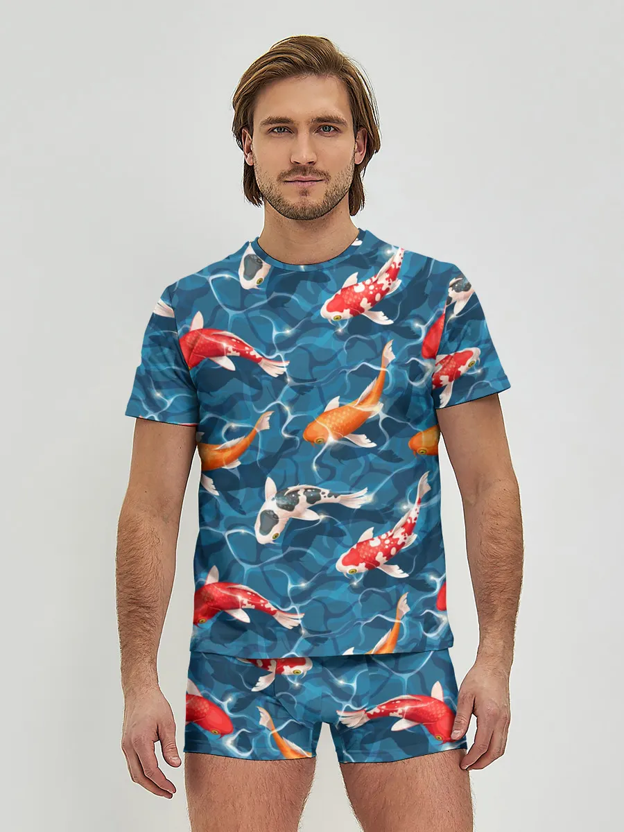 Мужские трусы с футболкой / Японские карпы