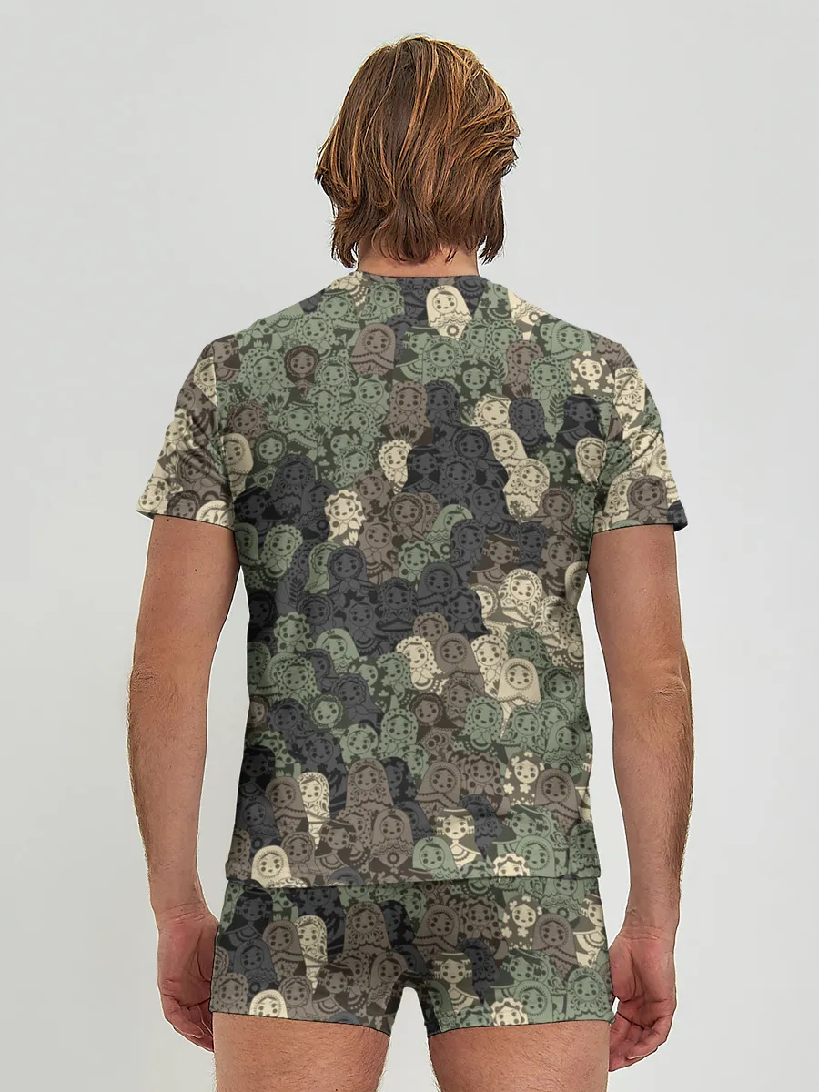 Мужские трусы с футболкой / Камуфляж из матрёшек