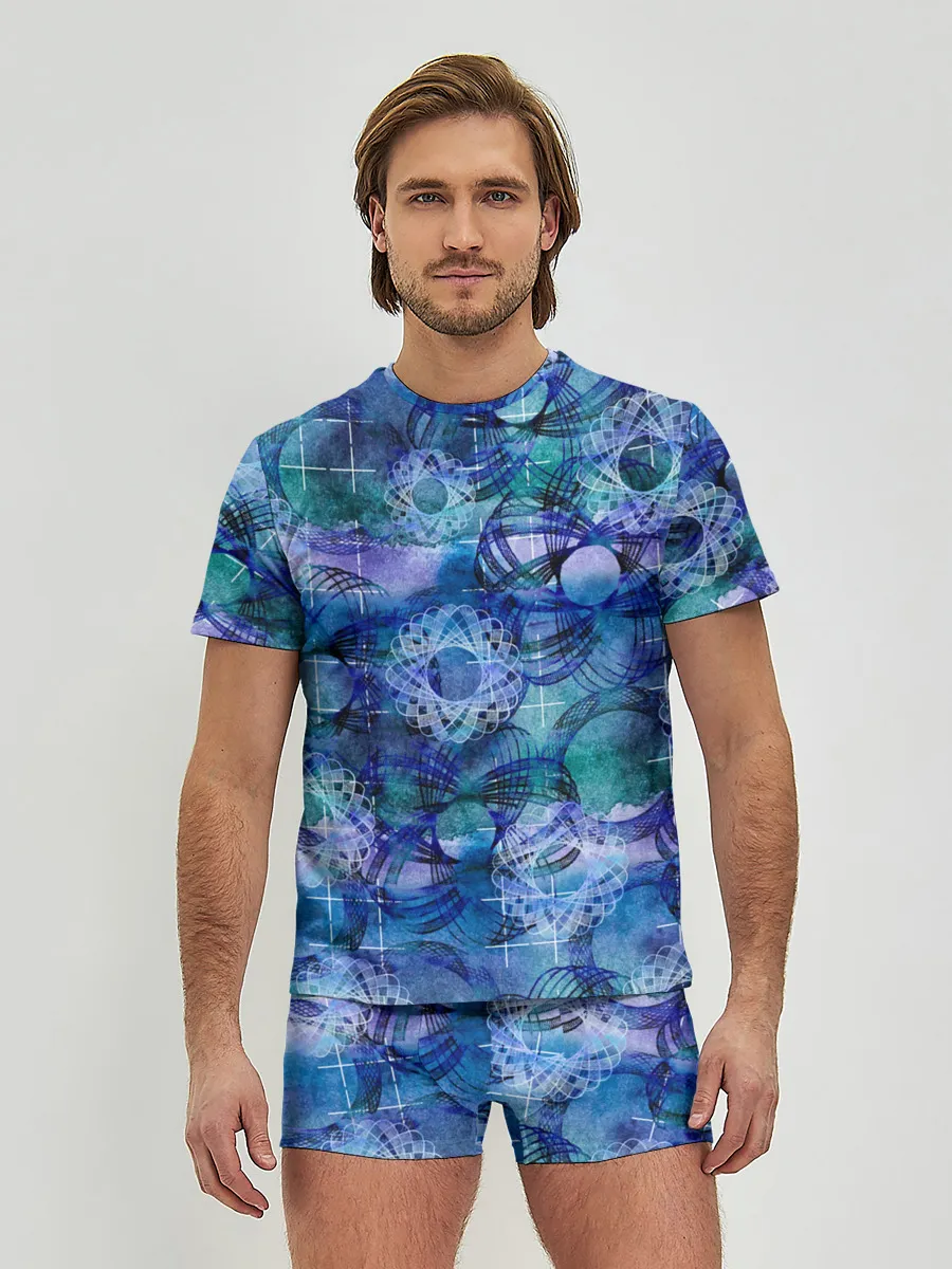 Мужские трусы с футболкой / Абстракция - акварельный узор
