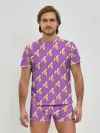 Мужские трусы с футболкой / Бананы на лиловом паттерн