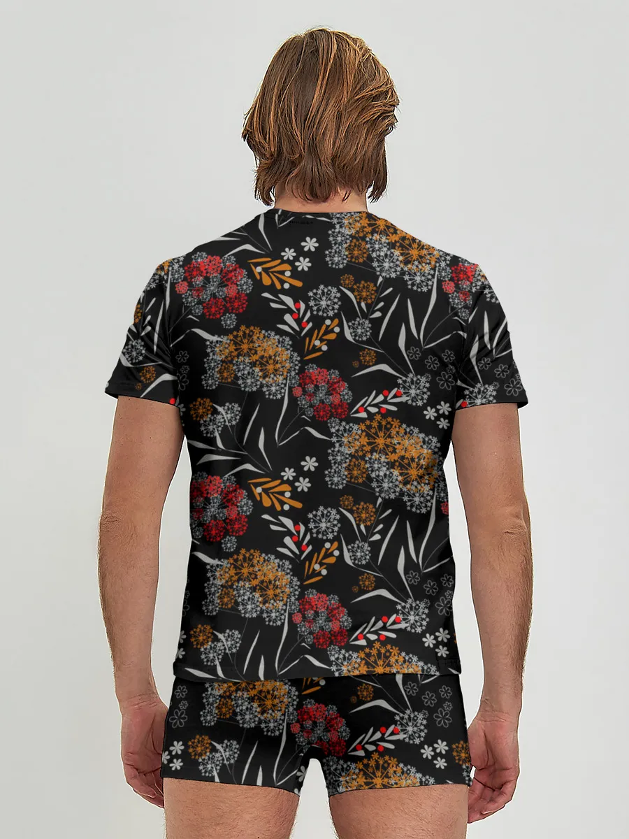 Мужские трусы с футболкой / Цветочный модный узор