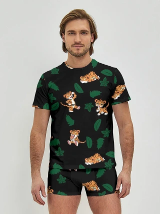 Мужские трусы с футболкой / Милый тигр