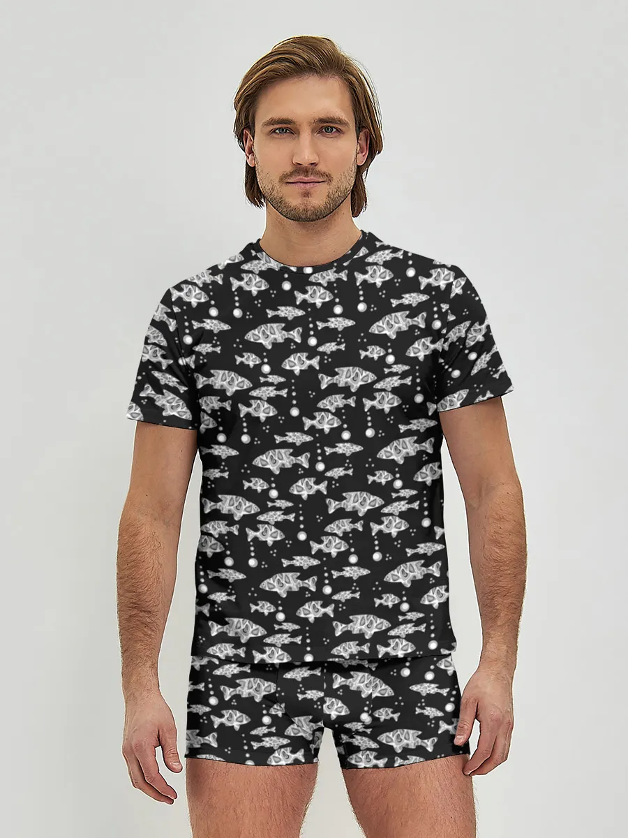 Мужские трусы с футболкой / Узор для рыбака