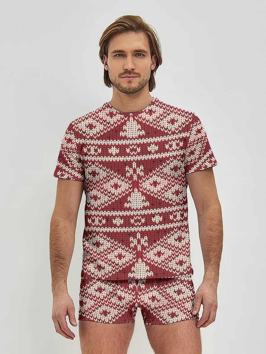 Мужские трусы с футболкой / Вязаный рисунок