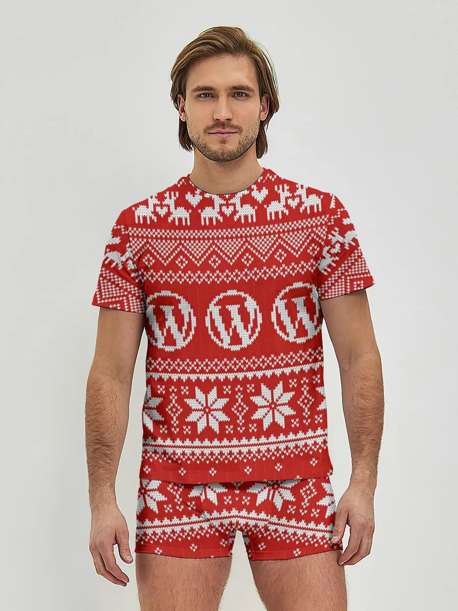 Мужские трусы с футболкой / Вязаный рисунок