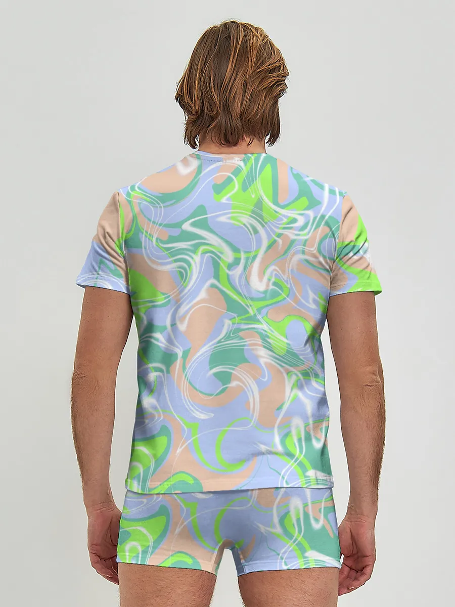 Мужские трусы с футболкой / Разноцветные разводы красок