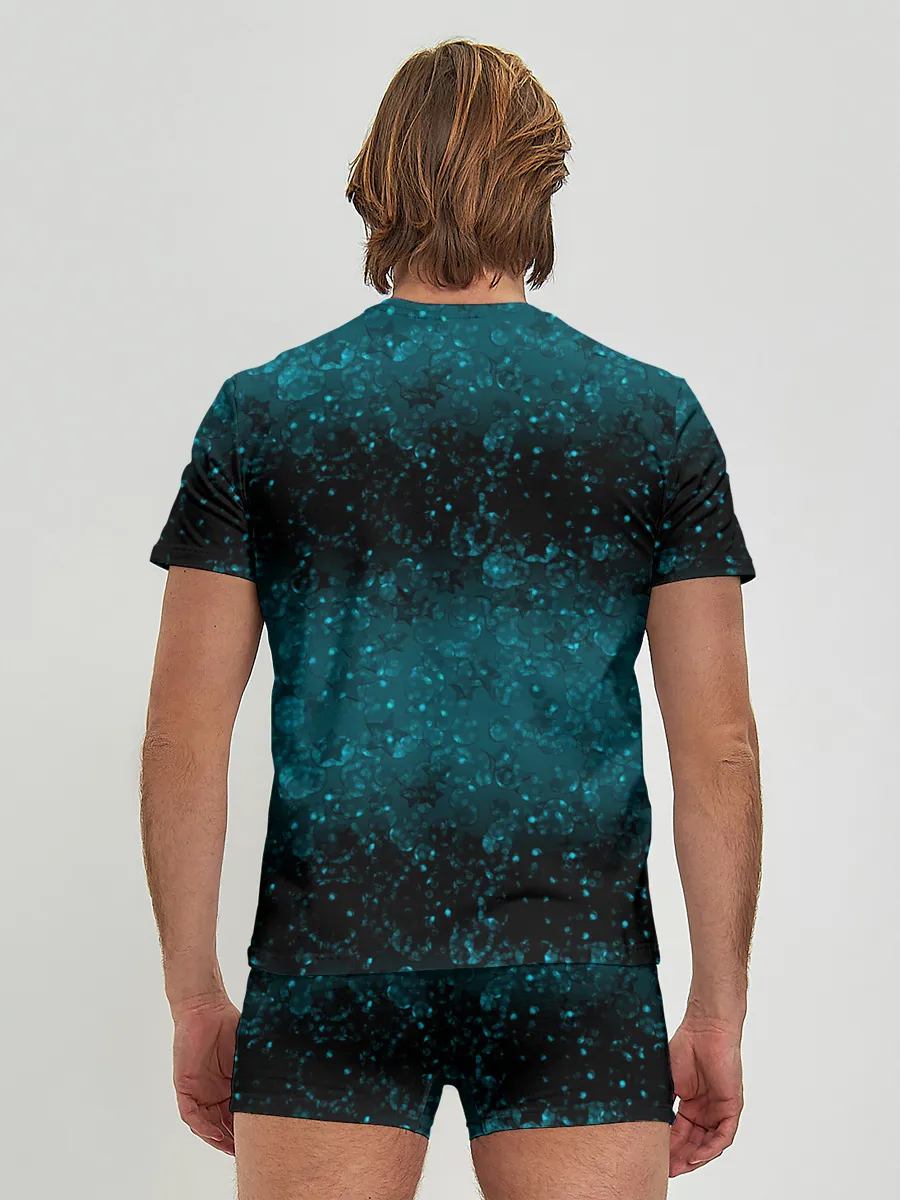 Мужские трусы с футболкой / Черно-синие блестки