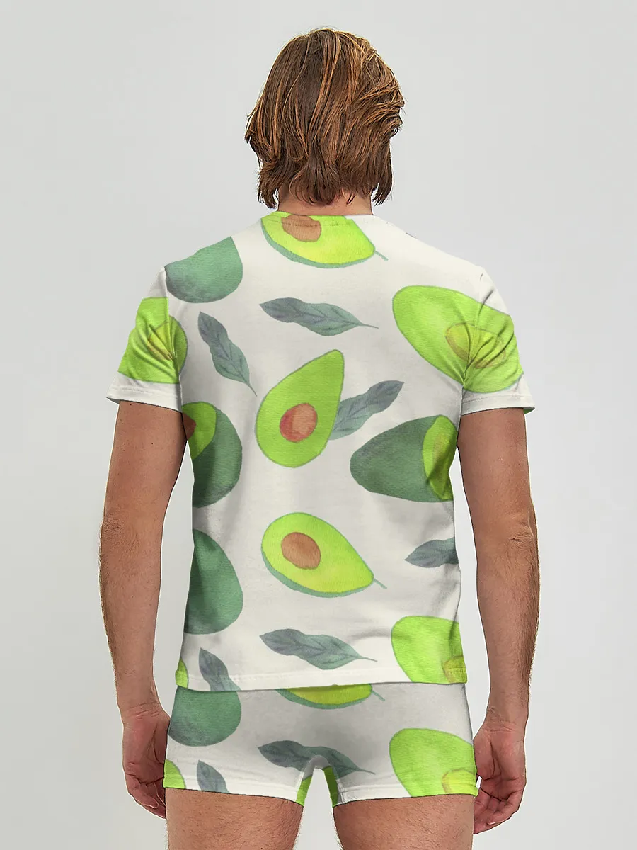 Мужские трусы с футболкой / Авокадо - фруктовый паттерн