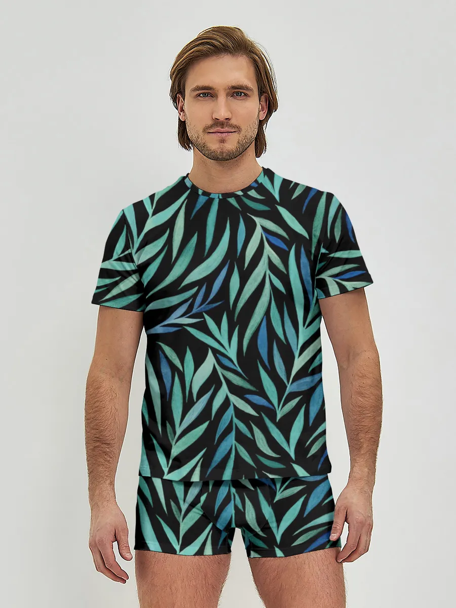 Мужские трусы с футболкой / Растительный орнамент