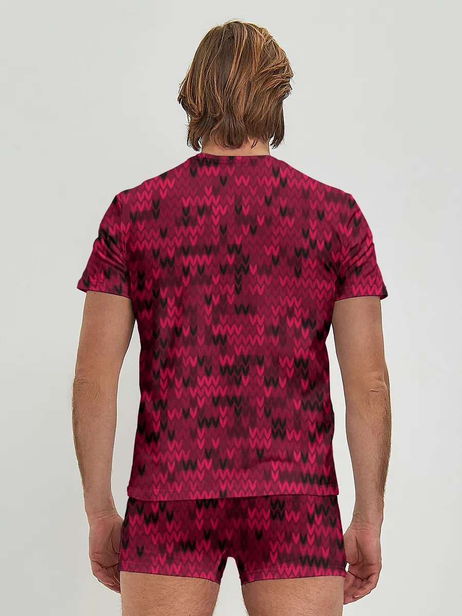 Мужские трусы с футболкой / Красно-черный абстрактный узор