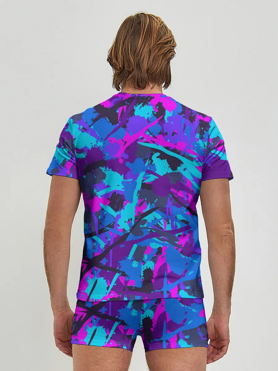 Мужские трусы с футболкой / Неоновые кляксы