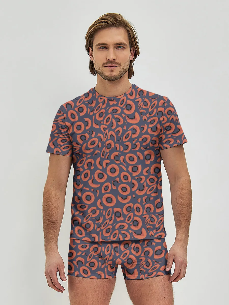 Мужские трусы с футболкой / Абстракция квадраты и круги