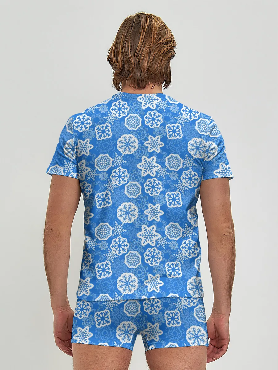 Мужские трусы с футболкой / Снежные Новогодние Узоры