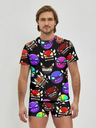 Мужские трусы с футболкой / Geometry Dash Demons