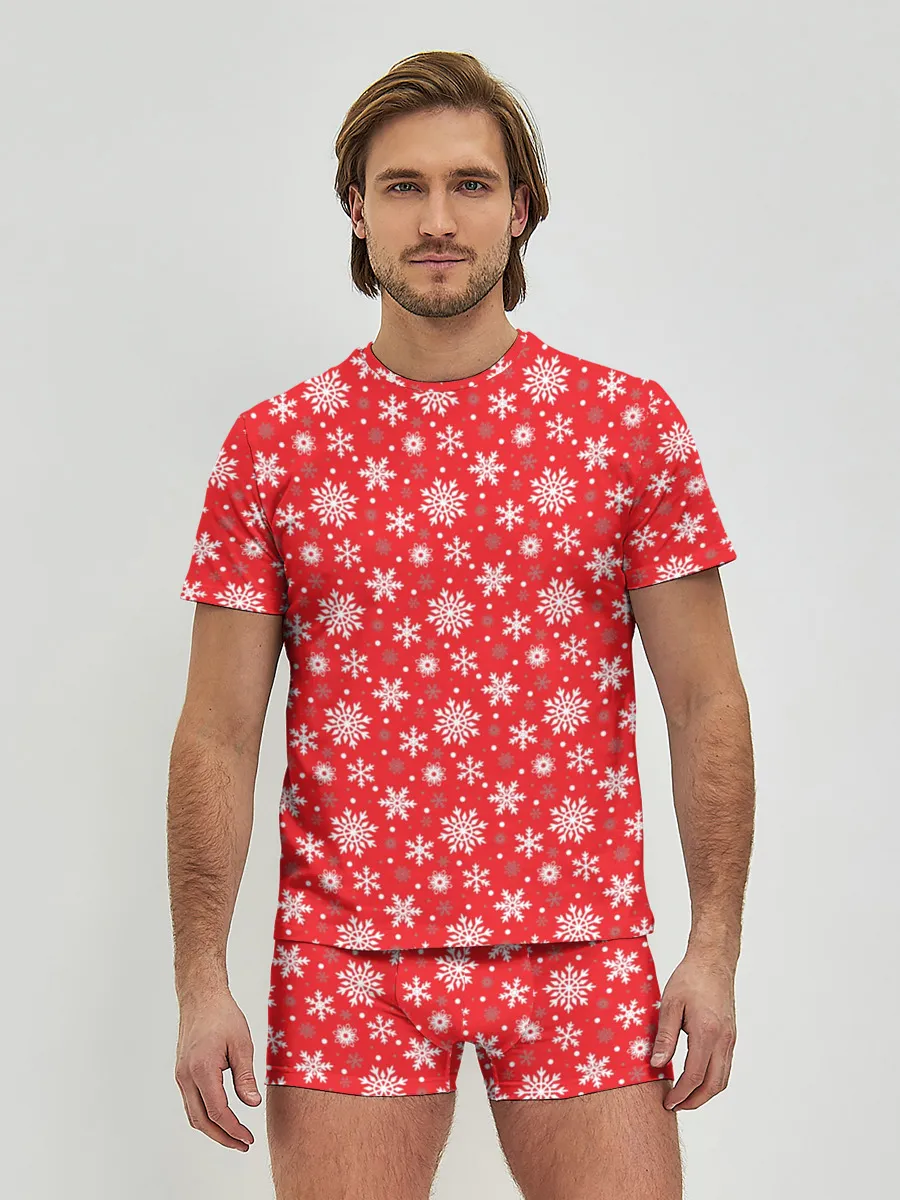 Мужские трусы с футболкой / Снежинки