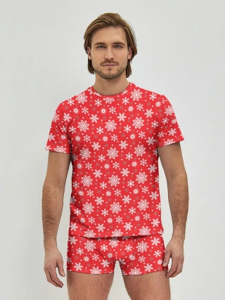 Мужские трусы с футболкой / Снежинки