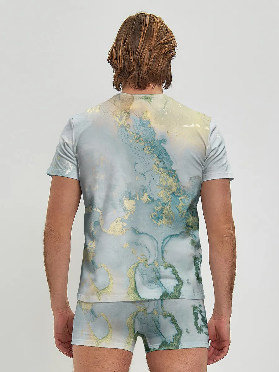 Мужские трусы с футболкой / Абстрактный мрамор
