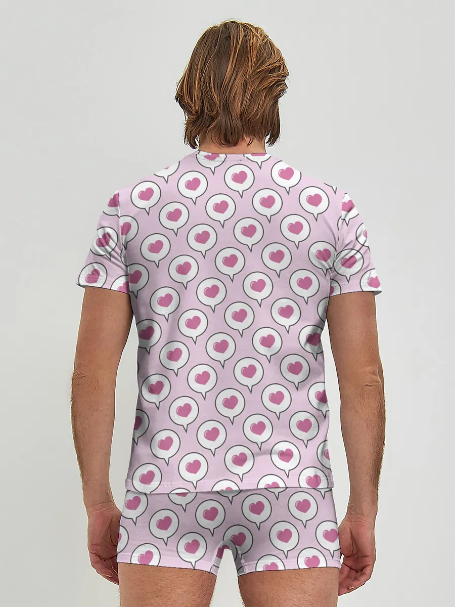 Мужские трусы с футболкой / Сердечки в облачках