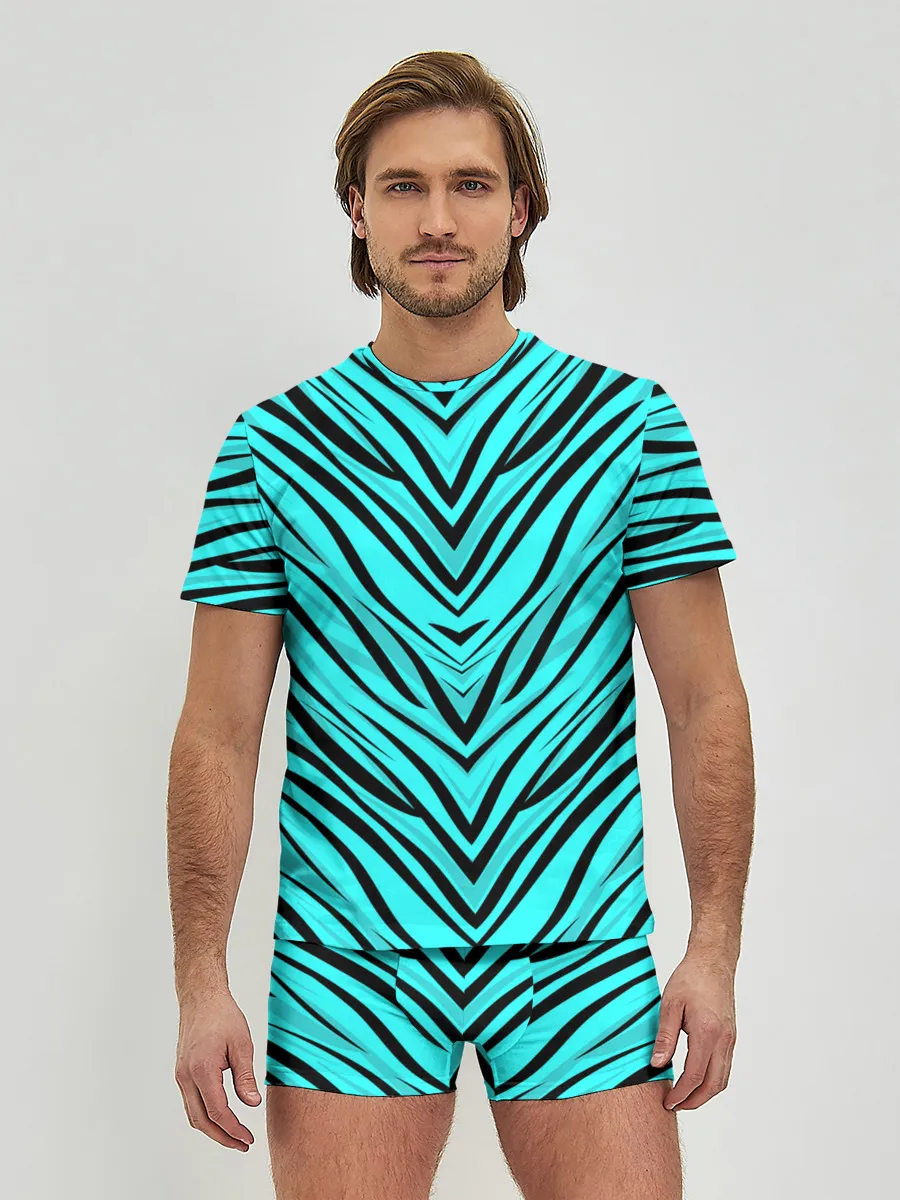 Мужские трусы с футболкой / Абстратный полосатый узор