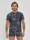 Мужские трусы с футболкой / Синий джинсовый плед