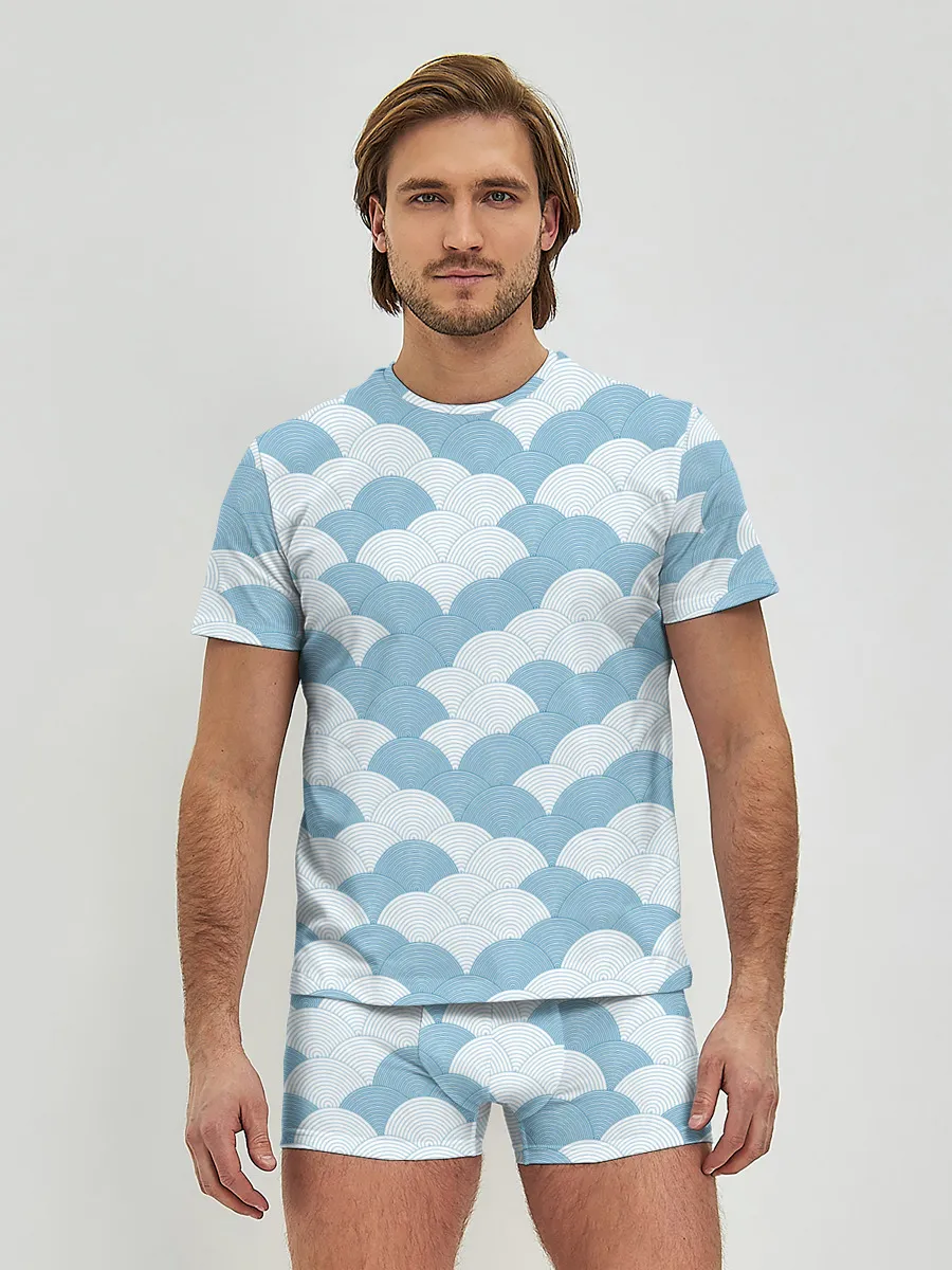 Мужские трусы с футболкой / Абстрактные волны