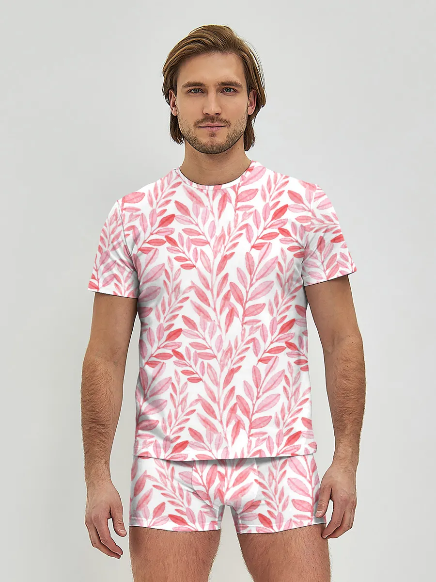 Мужские трусы с футболкой / Пастельные растения