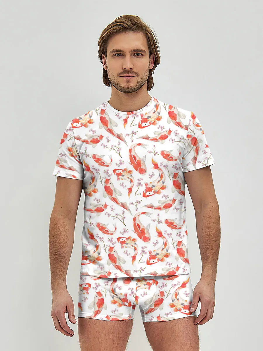 Мужские трусы с футболкой / Радужные карпы