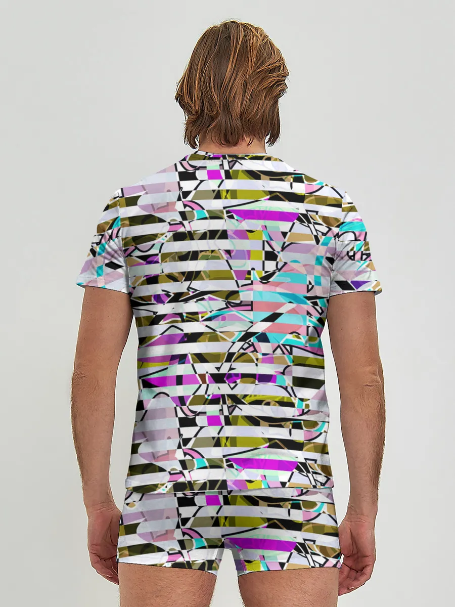 Мужские трусы с футболкой / Полосатый абстрактный узор