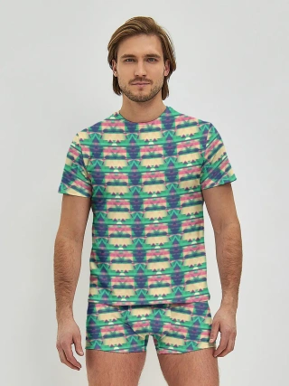 Мужские трусы с футболкой / Геометрический глитч