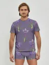 Мужские трусы с футболкой / Цветы шафрана на фиолетовом